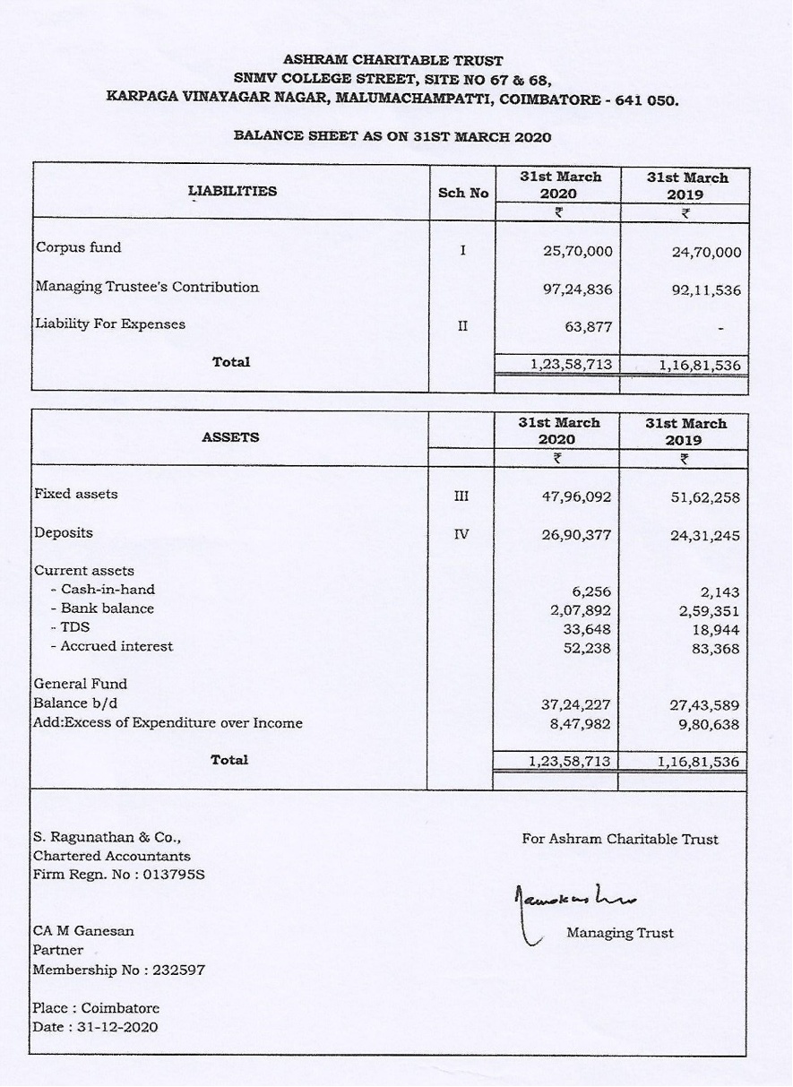 Balance Sheet 2020